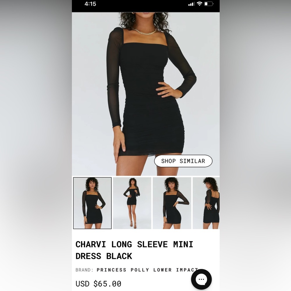 Charvi long sleeve mini dress in black